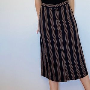 H&M Striped Button Down Maxi Skirt